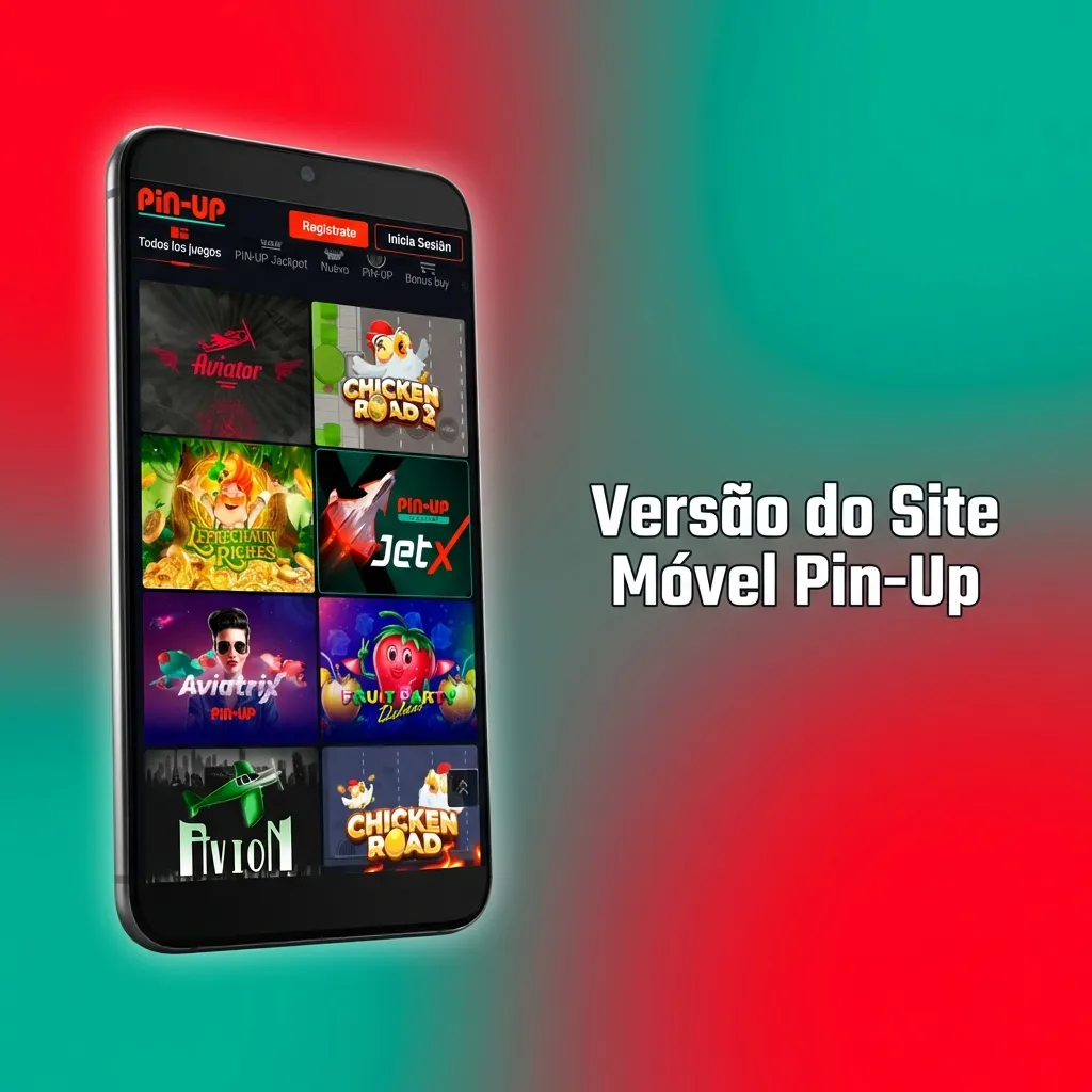 Interface do site móvel da Pin-Up aberta no navegador de um smartphone.